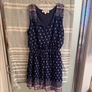 Pink Rose Navy Paisley Sleeveless Dress
